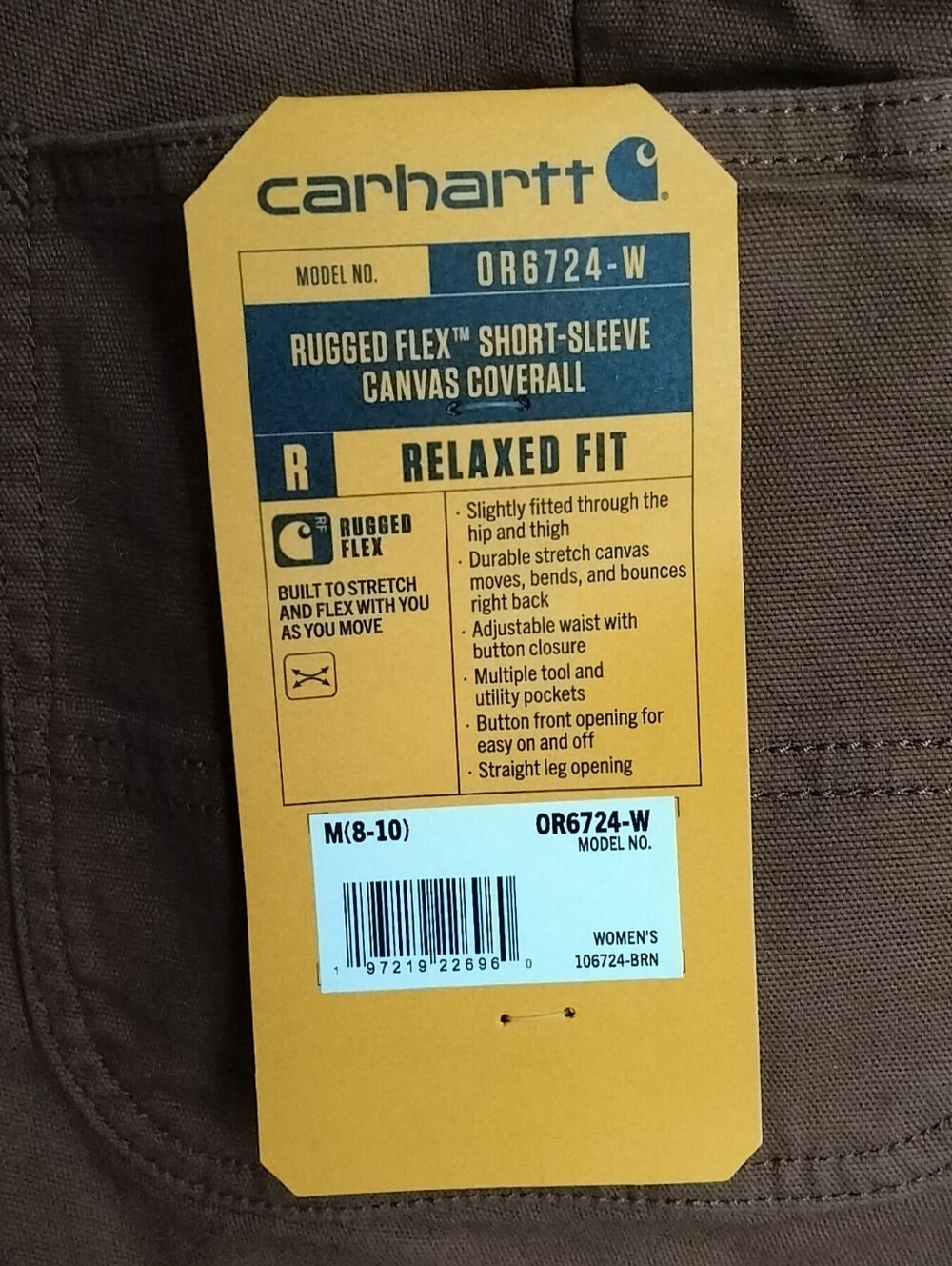 NWT Carhartt Rugged Flex Relaxed Fit Coveralls Women's Brown M 8-10 - Picture 4 of 4